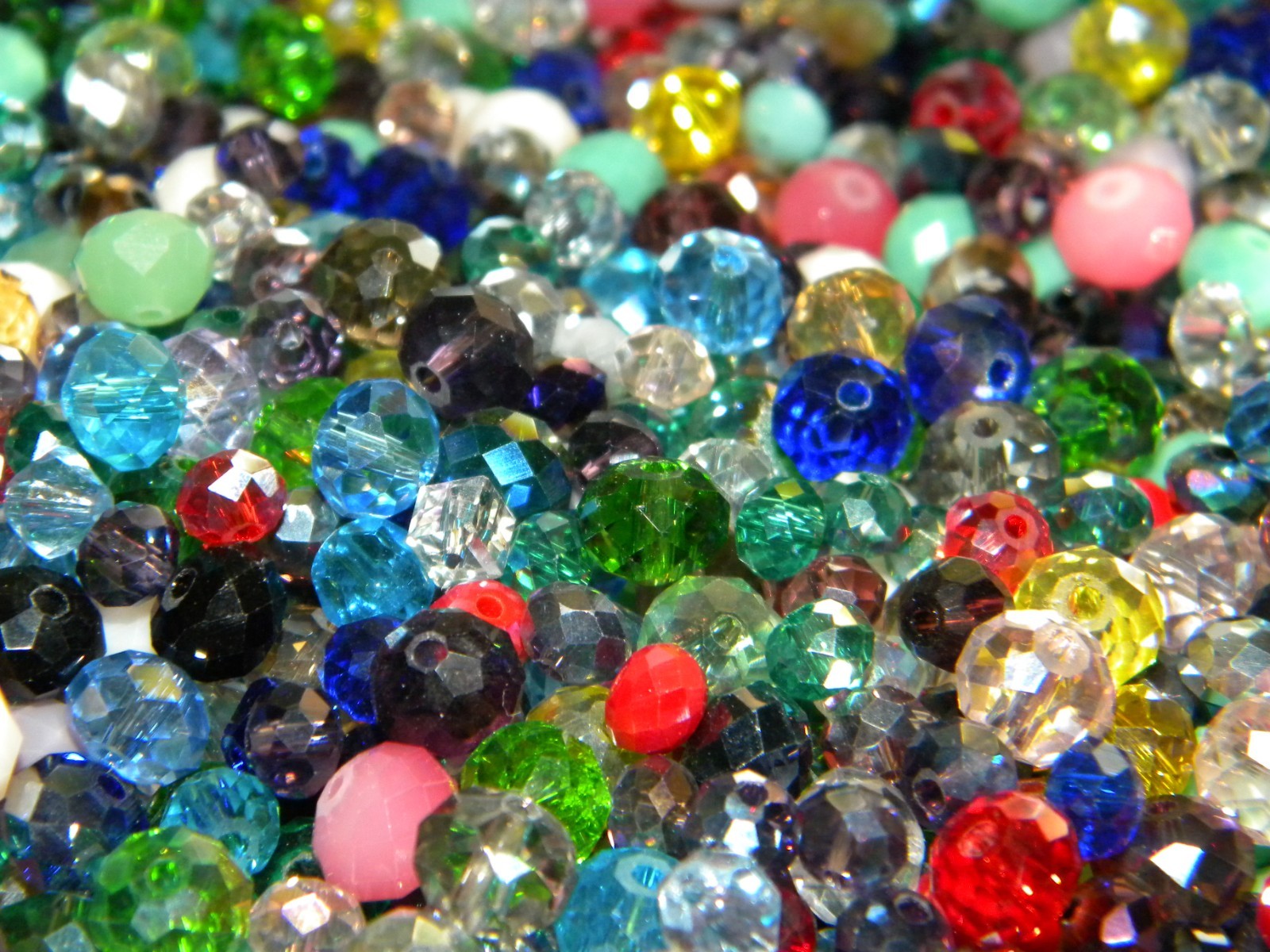 NEW 300/Pc LOT 6mm-10mm RONDELLE GLASS Faceted Czech, AB Beads Mixed colors