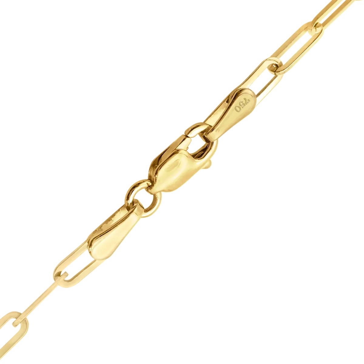 18K Yellow Solid Gold Paperclip Cable Links Necklace Chain