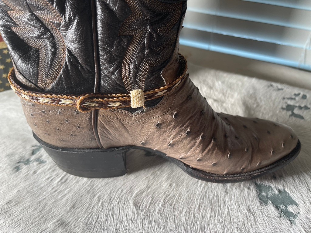 Western Boot Jewelry 15.5 x 3/8 in Horsehair Cowboy Adjustable Black Brown Cream