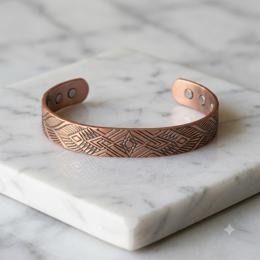 9 Pack Solid Copper Magnetic Bracelet Arthritis Pain Therapy Cuff Set Display