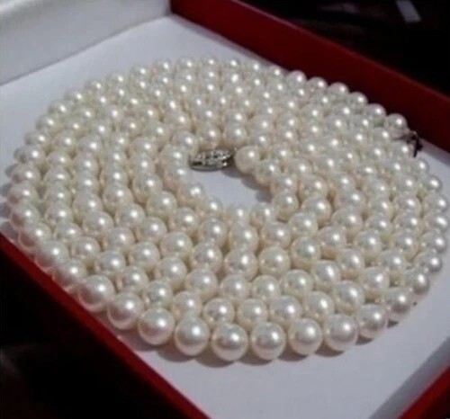 7-8mm AAA perfect Akoya white pearl necklace 36 inch