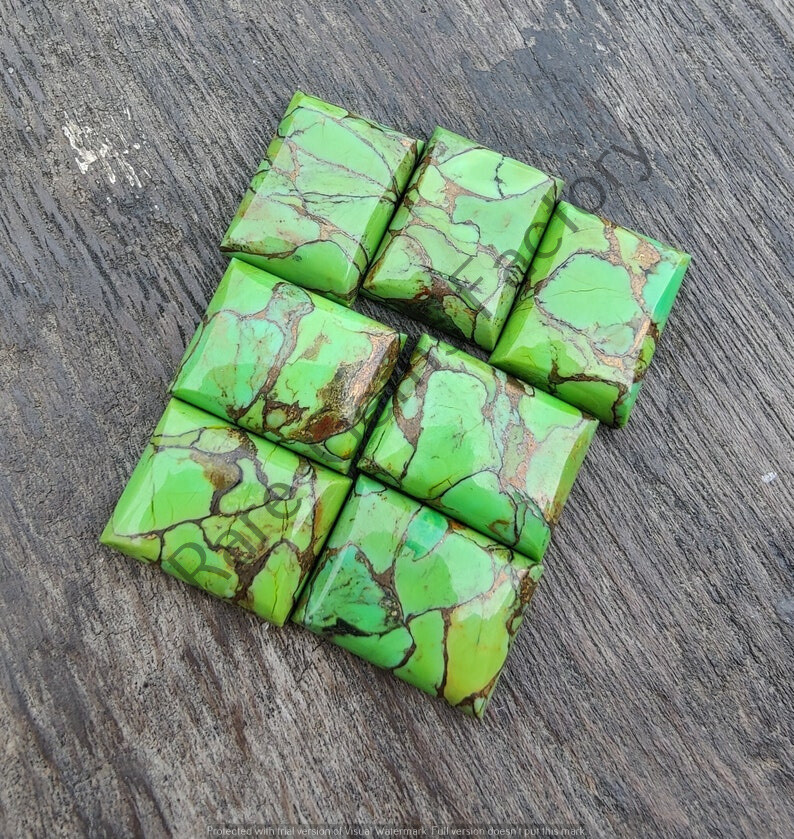 Natural Green Copper Turquoise Rectangle Shape Gemstone All Size Available