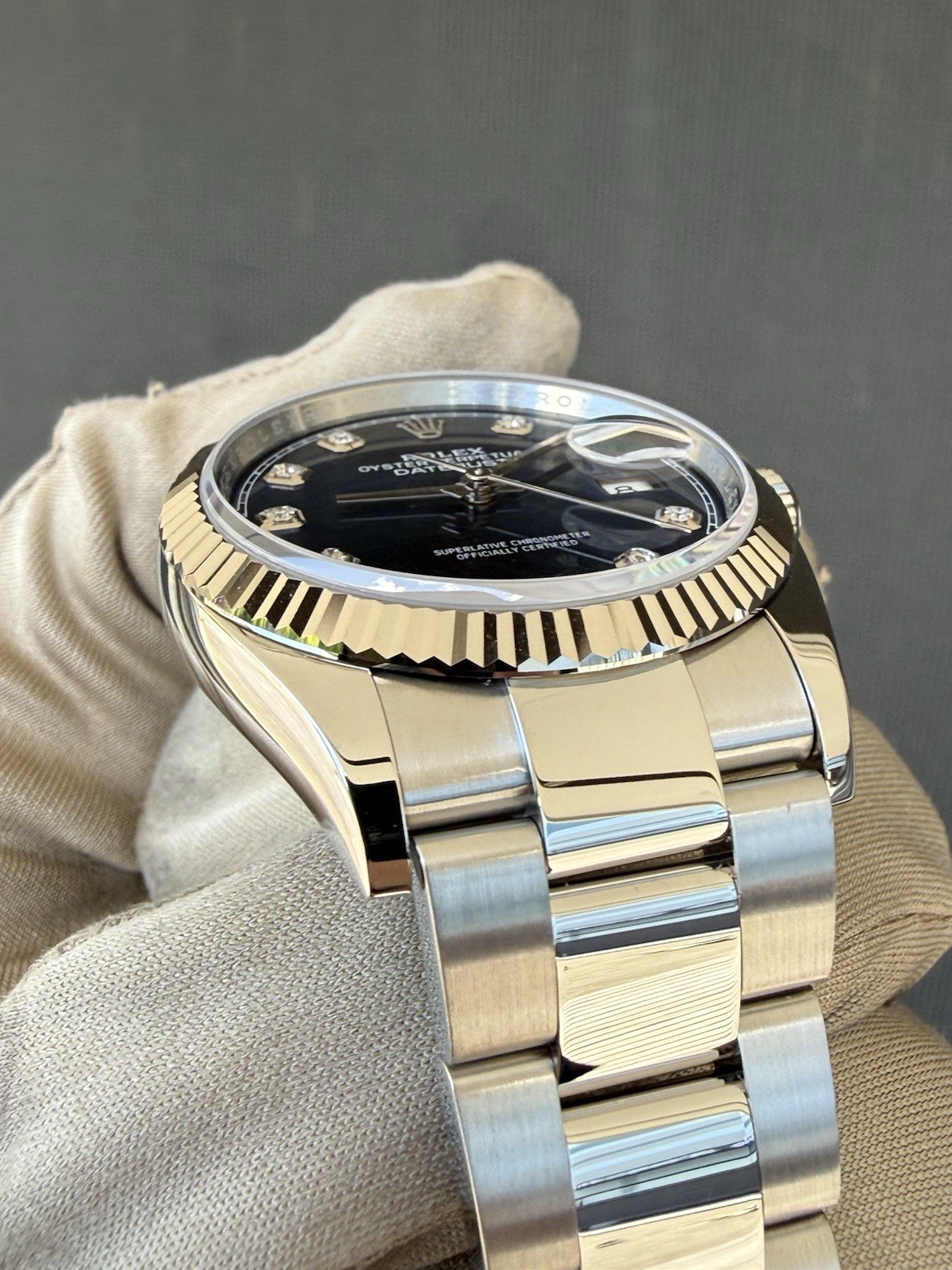 2023 Rolex Datejust 36 Fluted Steel Oyster Factory Blue Diamond Dial 126234 Card