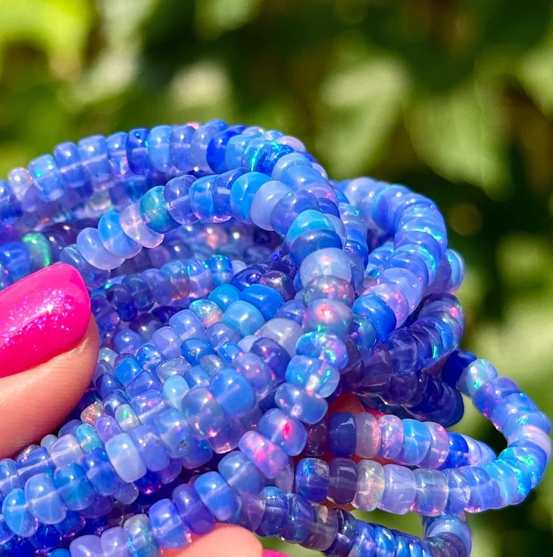 Blue Opal Beads, 3mm to 4mm, Blue Gemstone Beads, Blue Ethiopian Opal,