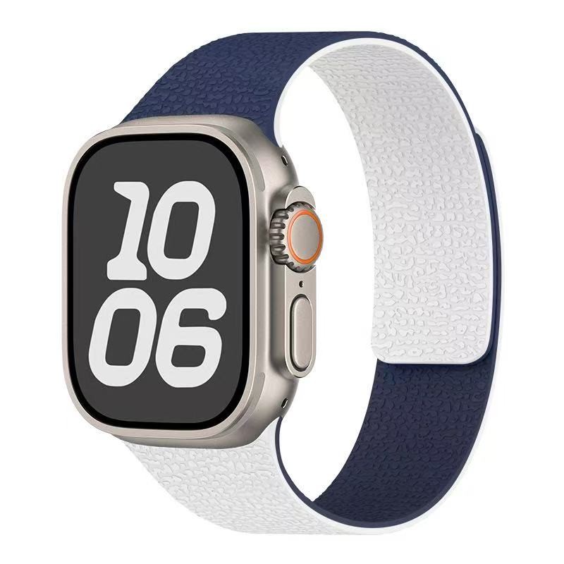 For Apple Watch-S1-11/Ultra/SE-Litchi Pattern Magnetic Silicone Strap