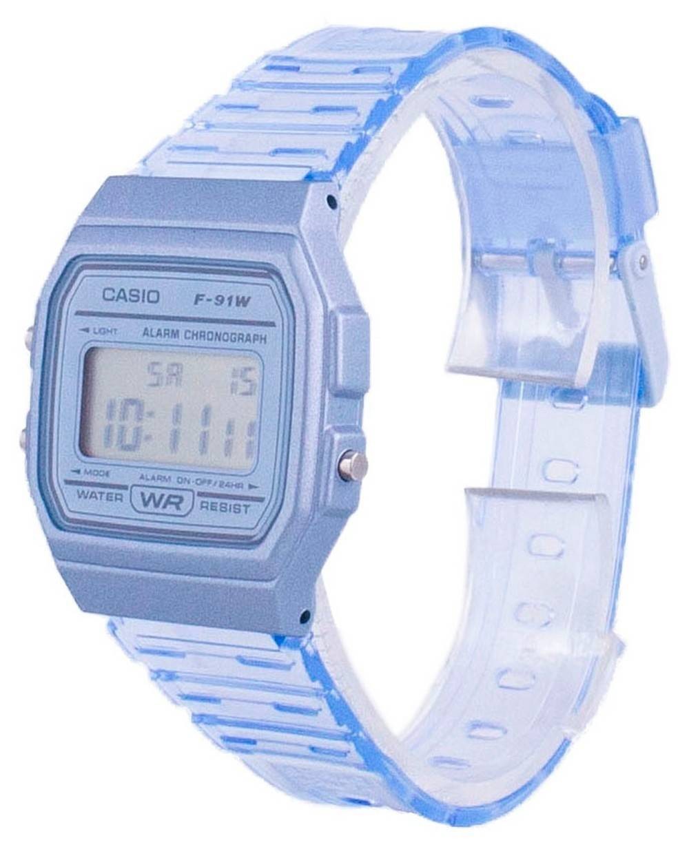 Casio Youth Blue Resin Digital Sports Grey Dial Quartz F-91WS-2 Unisex Watch