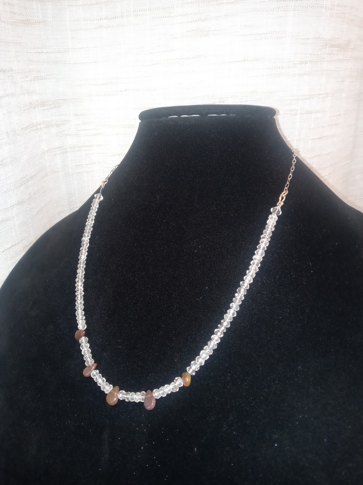 Roundelle Faceted Aquamarine & Ethopian Opal Necklace ~ New ~ Handmade