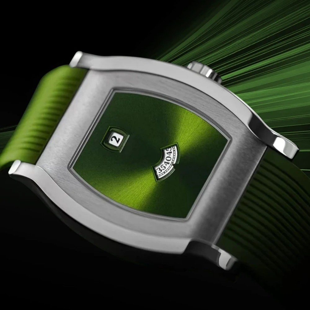 Men Jump Hour Automatic Mechanical Watch Sapphire Glass Rubber Strap Waterproof