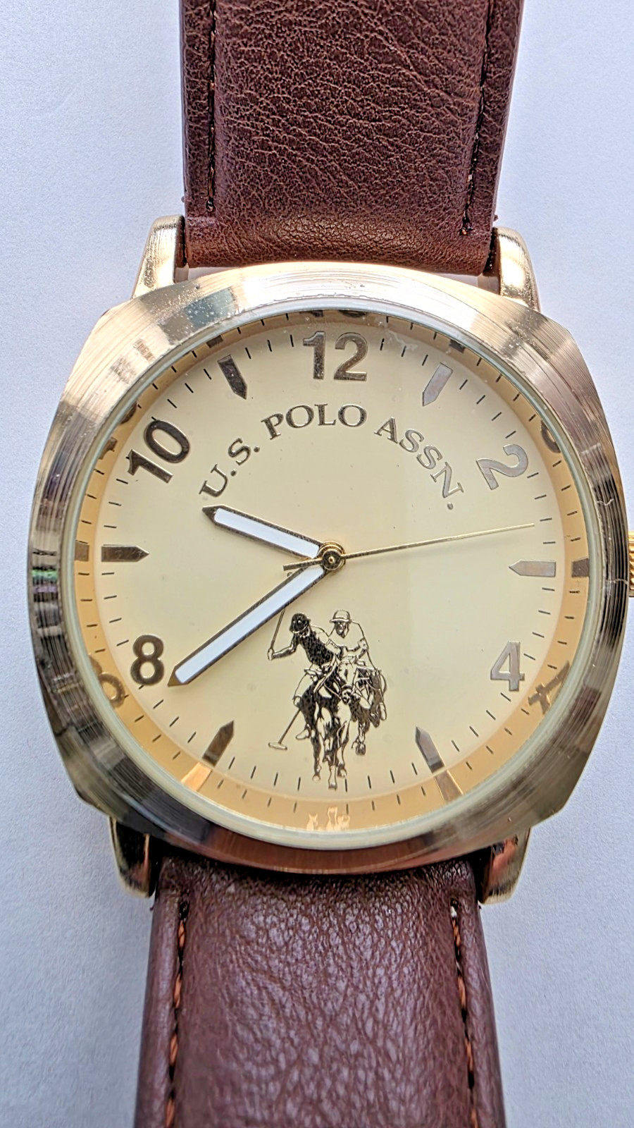 U.S. Polo Assn. Men’s Accutime Watch, Gold-Tone USC90053KL Size 7 1/2 Org Box