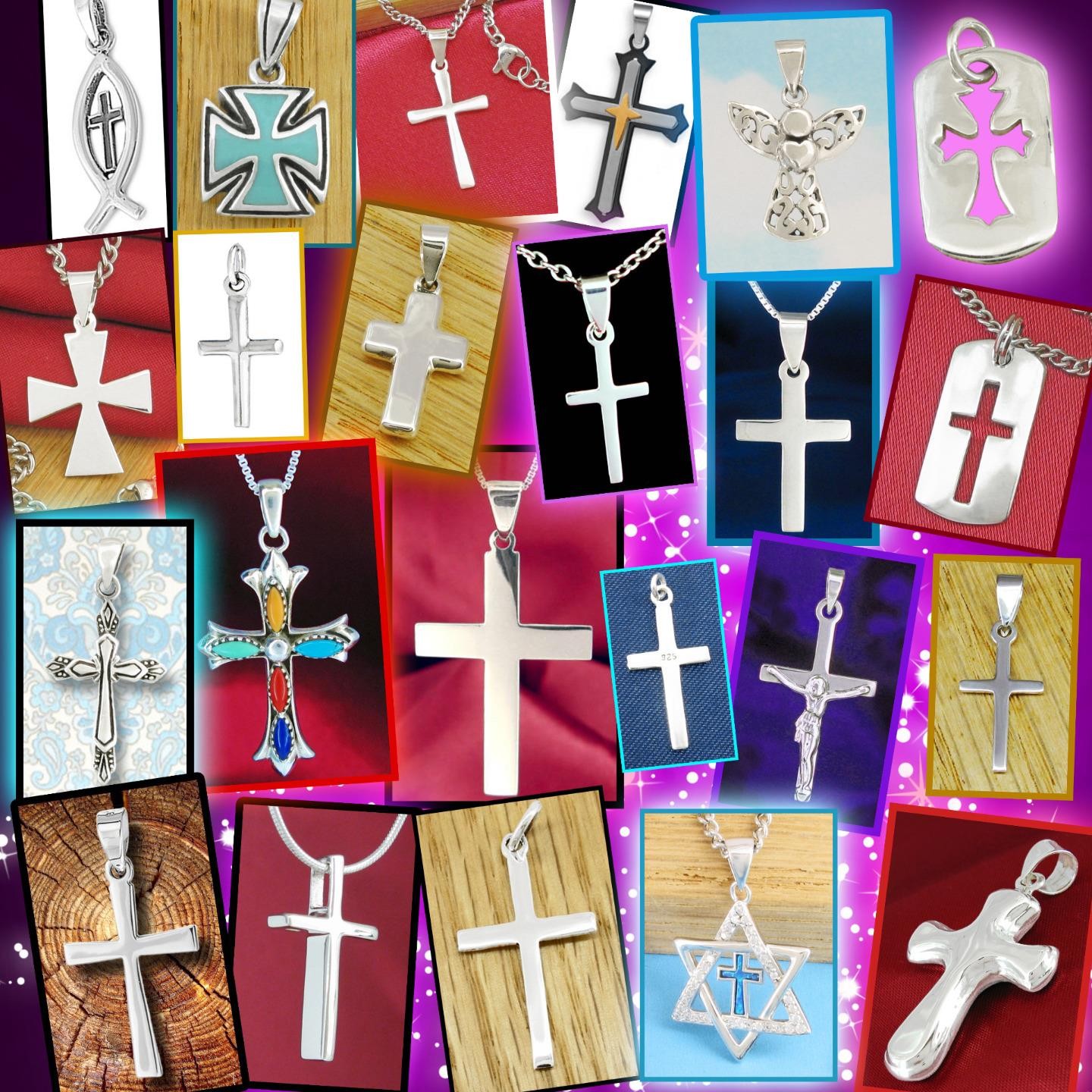 Small THICK Cross Pendant – All Sterling – Reversible – Chain Choice