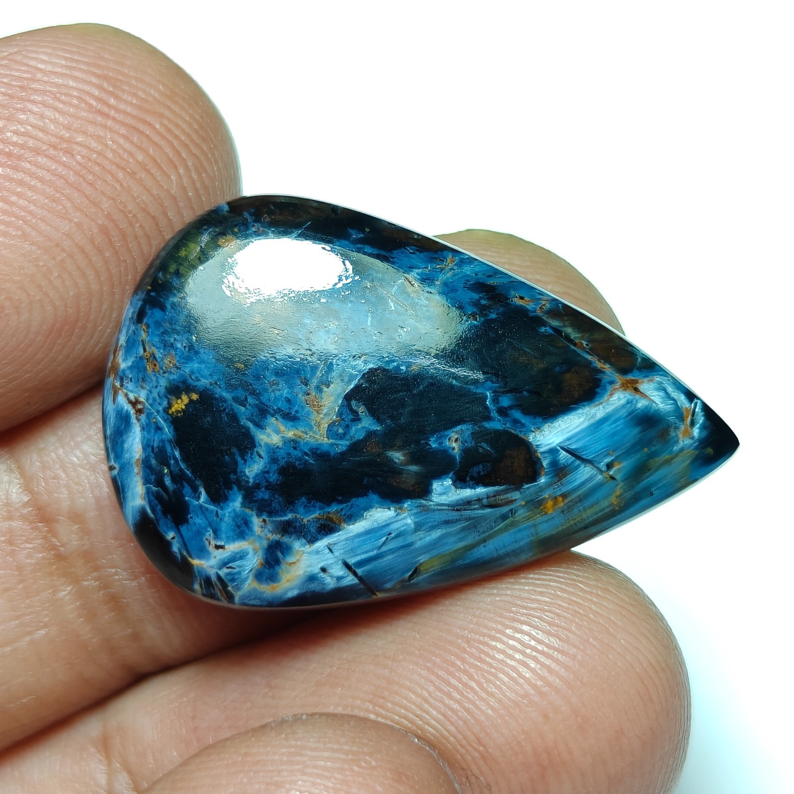 Rare namibian pietersite gemstone pear shaped 18x28x5mm, loose gem for jewelry.