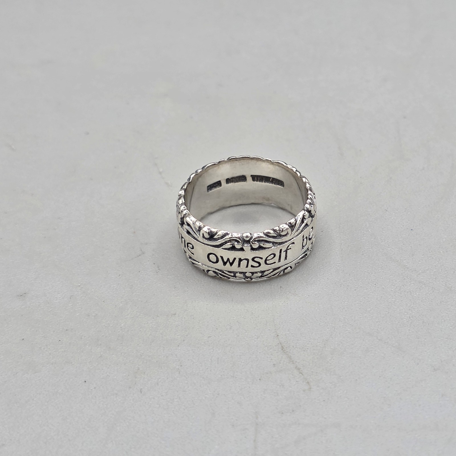Sterling Silver 925 To Thine Own Self Be True Band Ring Size 8 Engraved 7.85g