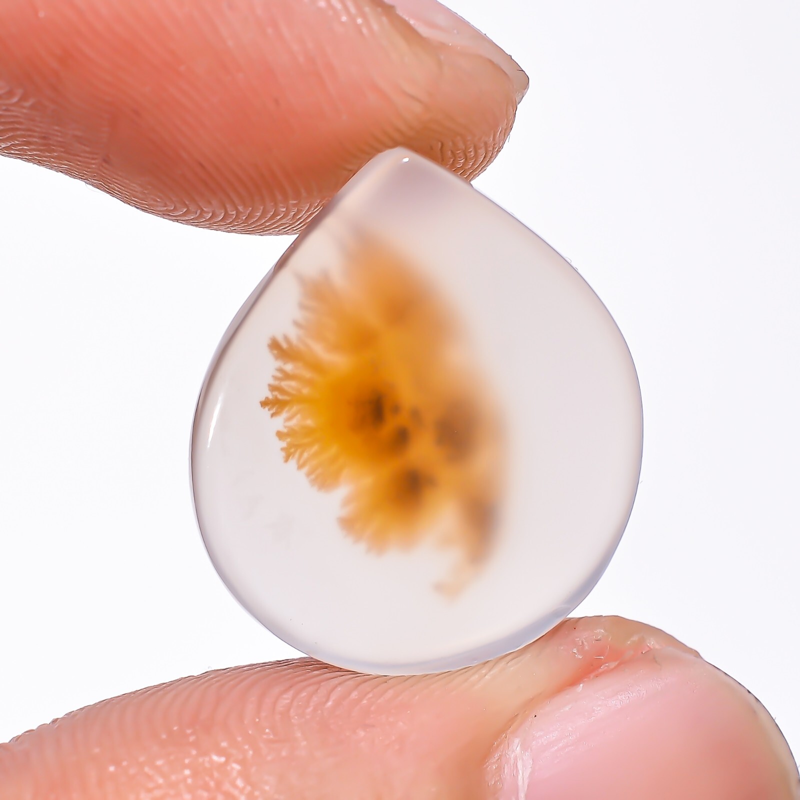 8.15CT 100%Natural Scenic Dendritic Agate PEAR Cabochon 16x18x3mm Gemstone BC-22
