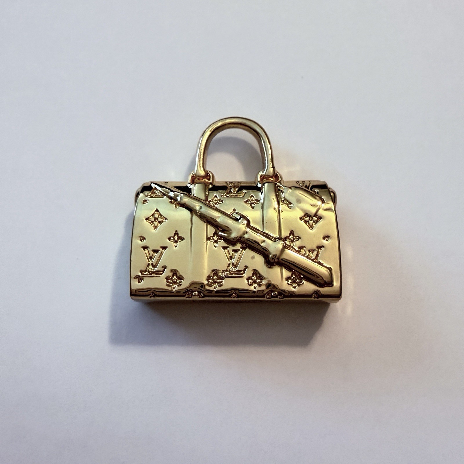 Designer Handbag Motif Bag Charm Pendant Gold Tone Solid Metal