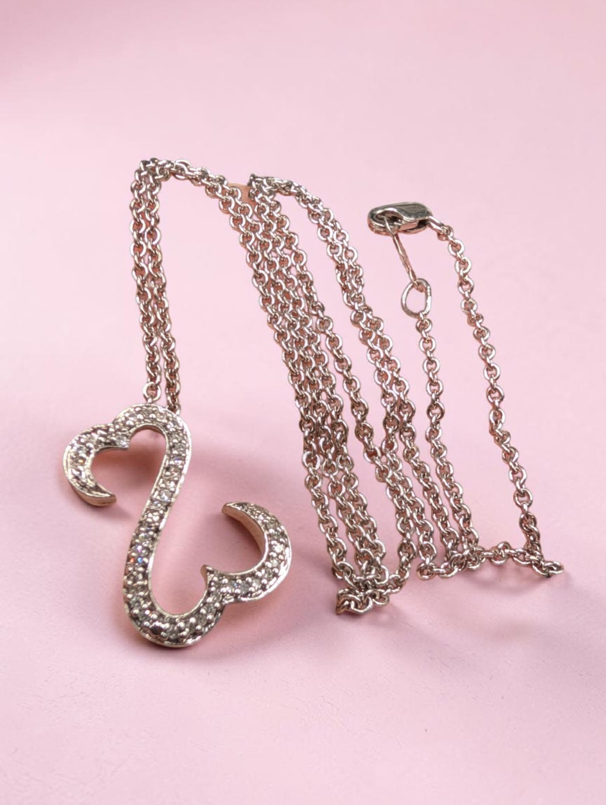 Sterling 925 JWBR Jane Seymour Open Hearts Diamond Pendant On 18″ Chain Necklace