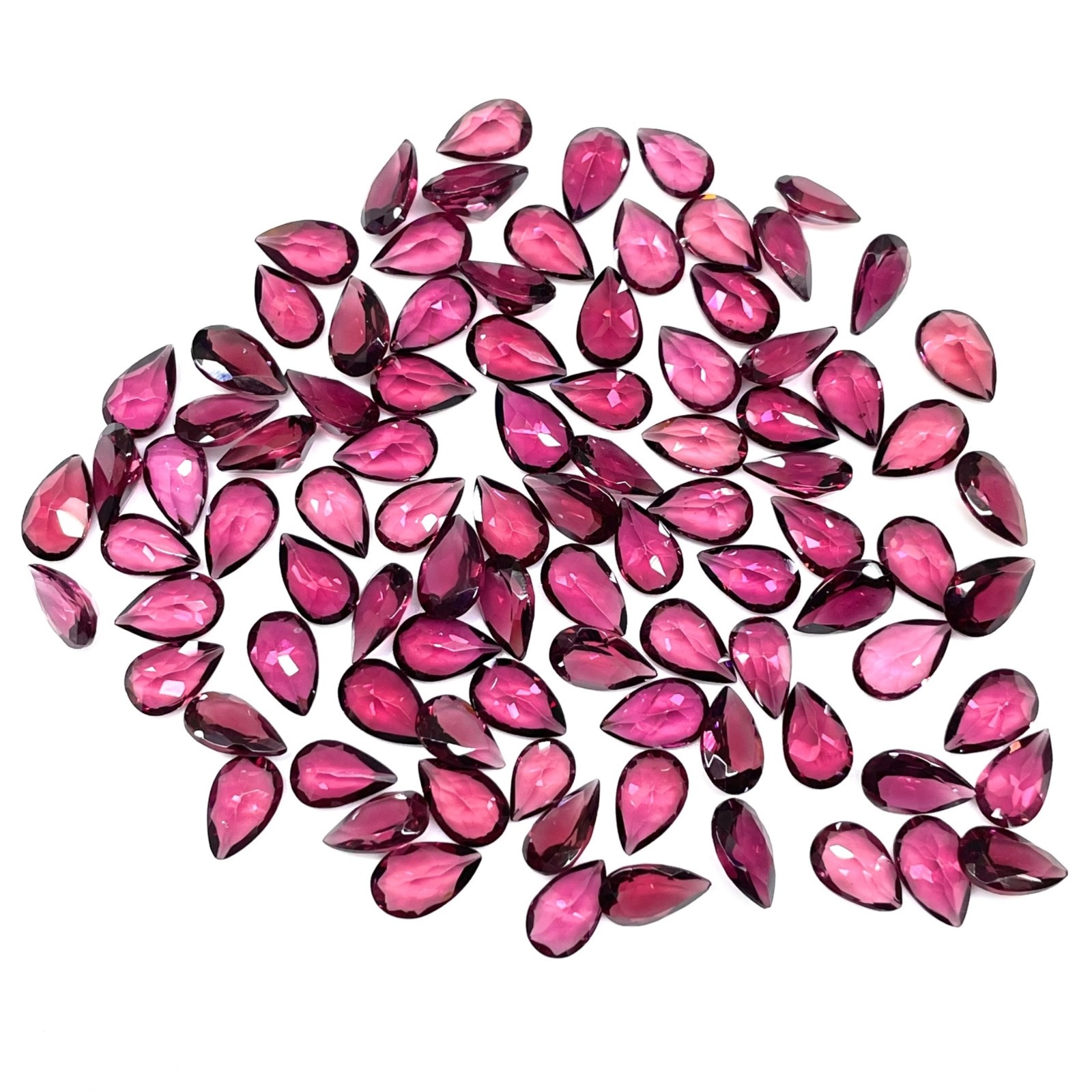 20 Pcs Natural Rhodolite Garnet 7x5mm Pear Cut Loose Untreated Gemstones
