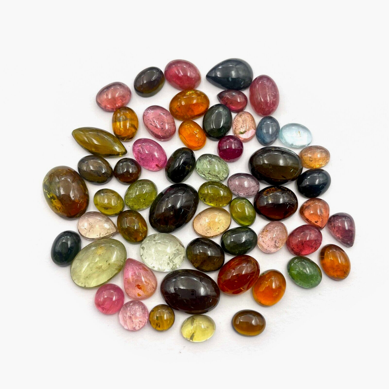 Natural Multi Tourmaline Mix Cabochon Loose Gemstone 16-18 Pcs 6*8-7*15 MM 30 CT