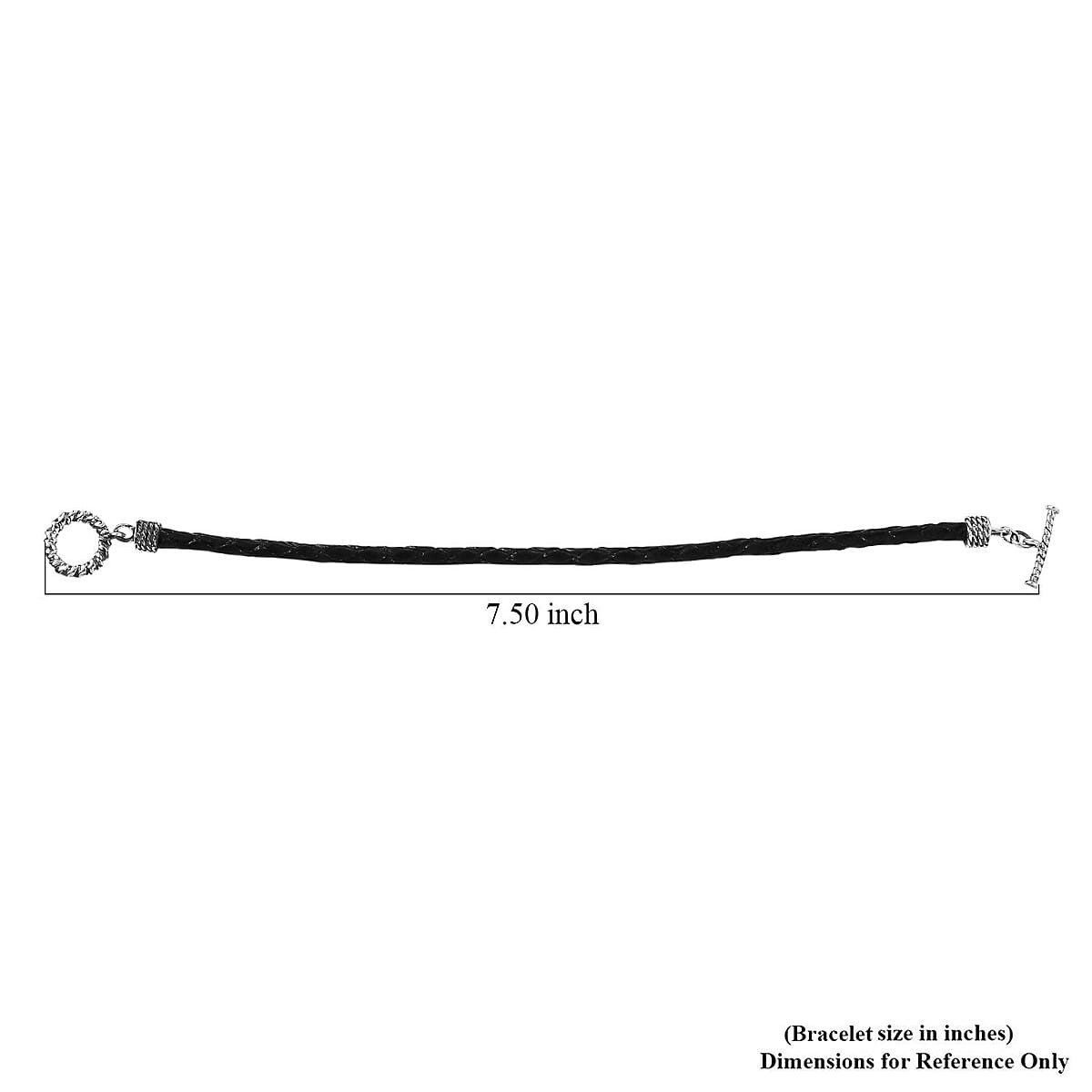 Leather Cord Bracelet Black Oxidized Sterling Silver (7.25 In) Black Brown Green