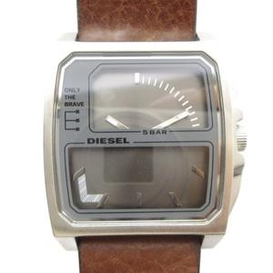 Diesel DZ-1409 Square Leather Strap Quartz Watch 40mm Silver Men’s Authentic