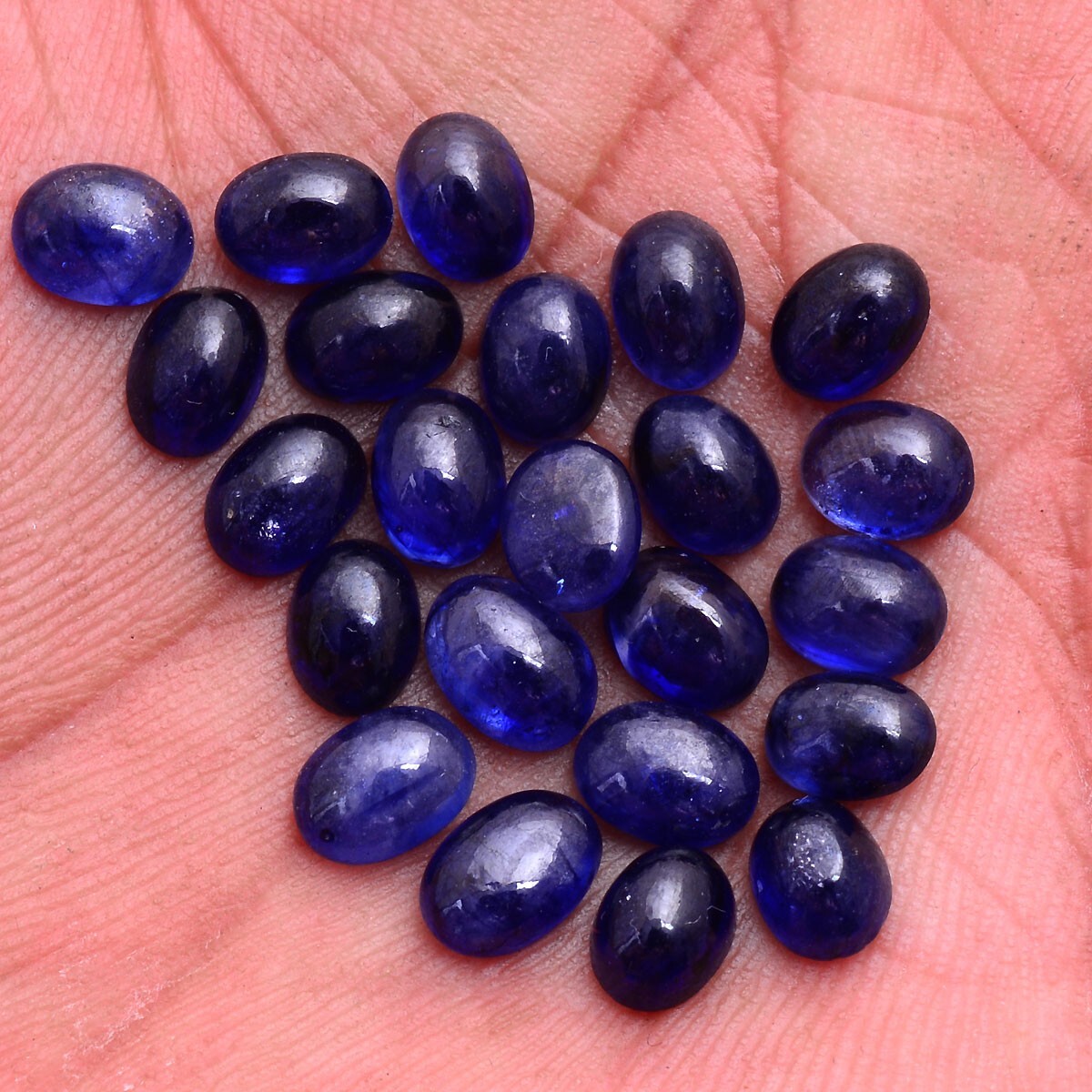 23 Pcs Natural Blue Sapphire Oval Cabochon 6.40mm-7.90mm Gemstones Wholesale Lot