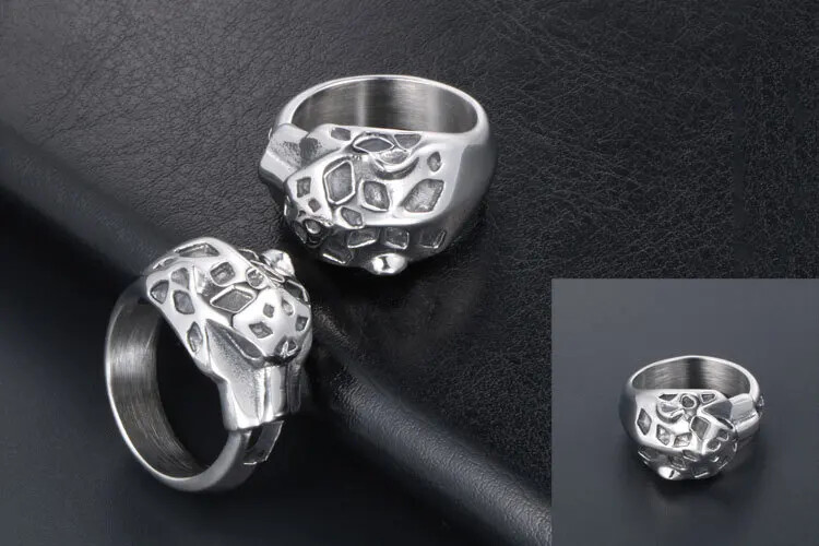 Personality Trend Animal Leopard Head Domineering Men’s Style Rings Size 7-12