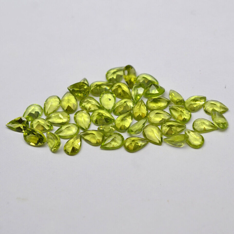 [WHOLESALE] NATURAL PERIDOT FACETED PEAR SHAPE LOOSE GEMSTONE