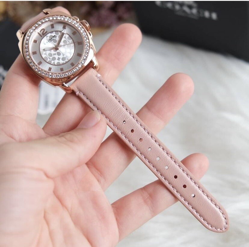 NWB 14503151 AUTHENTIC Coach Rose Gold Swarovski Crystal Woman Pink Watch 34mm