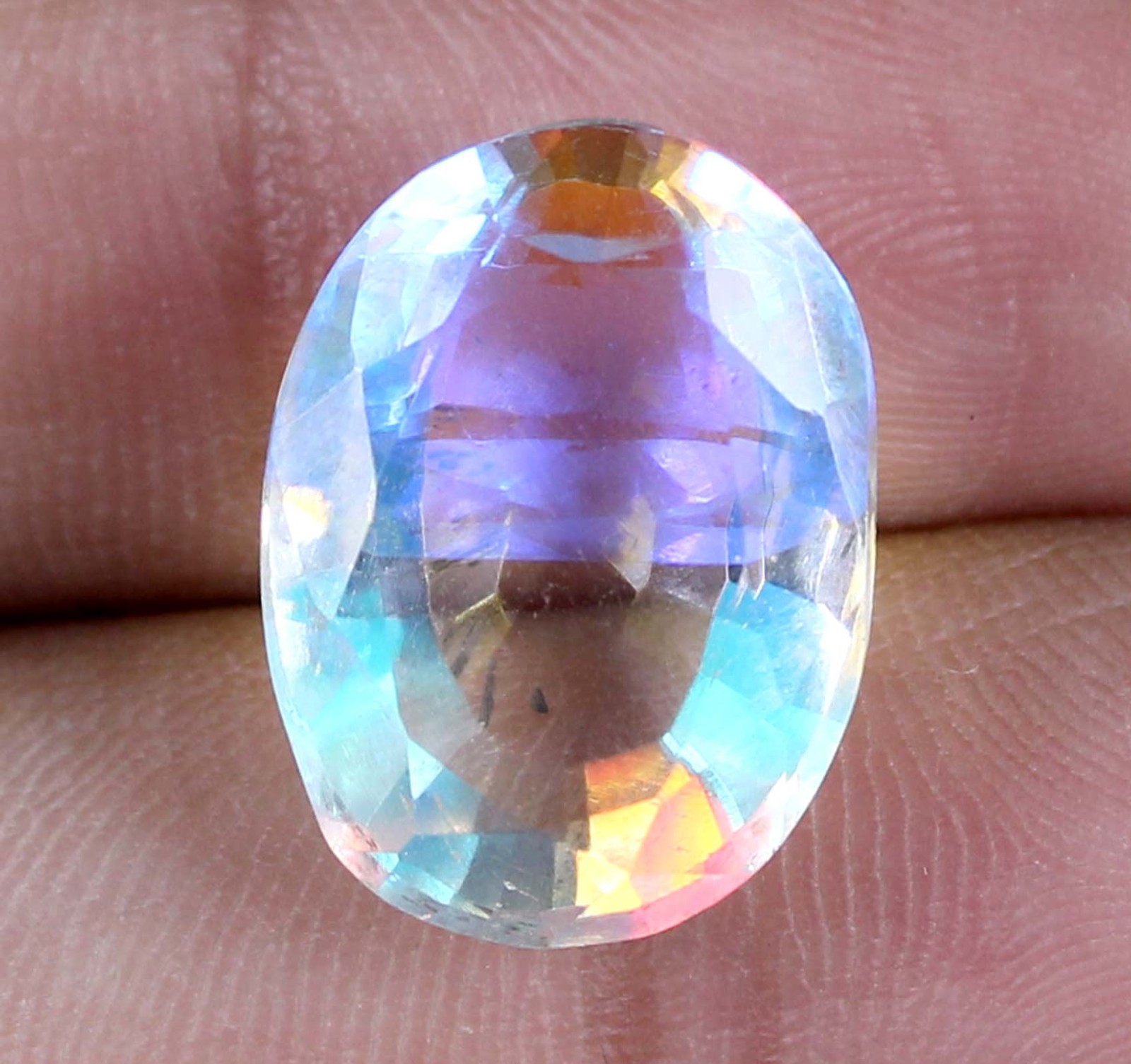 Loose Gemstone 10.15 Ct/15 mm Natural Oval Rainbow Mystic Topaz Certified