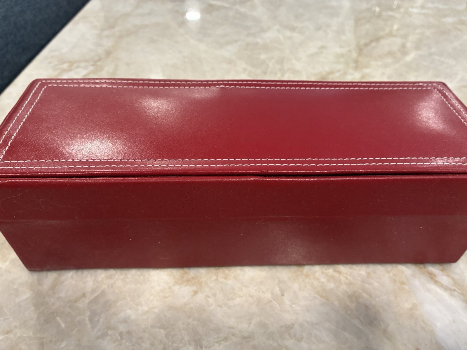 Red Faux Leather Jewelry Box 11″ 3 Piece Fabric Lined Travel Multi Compartment