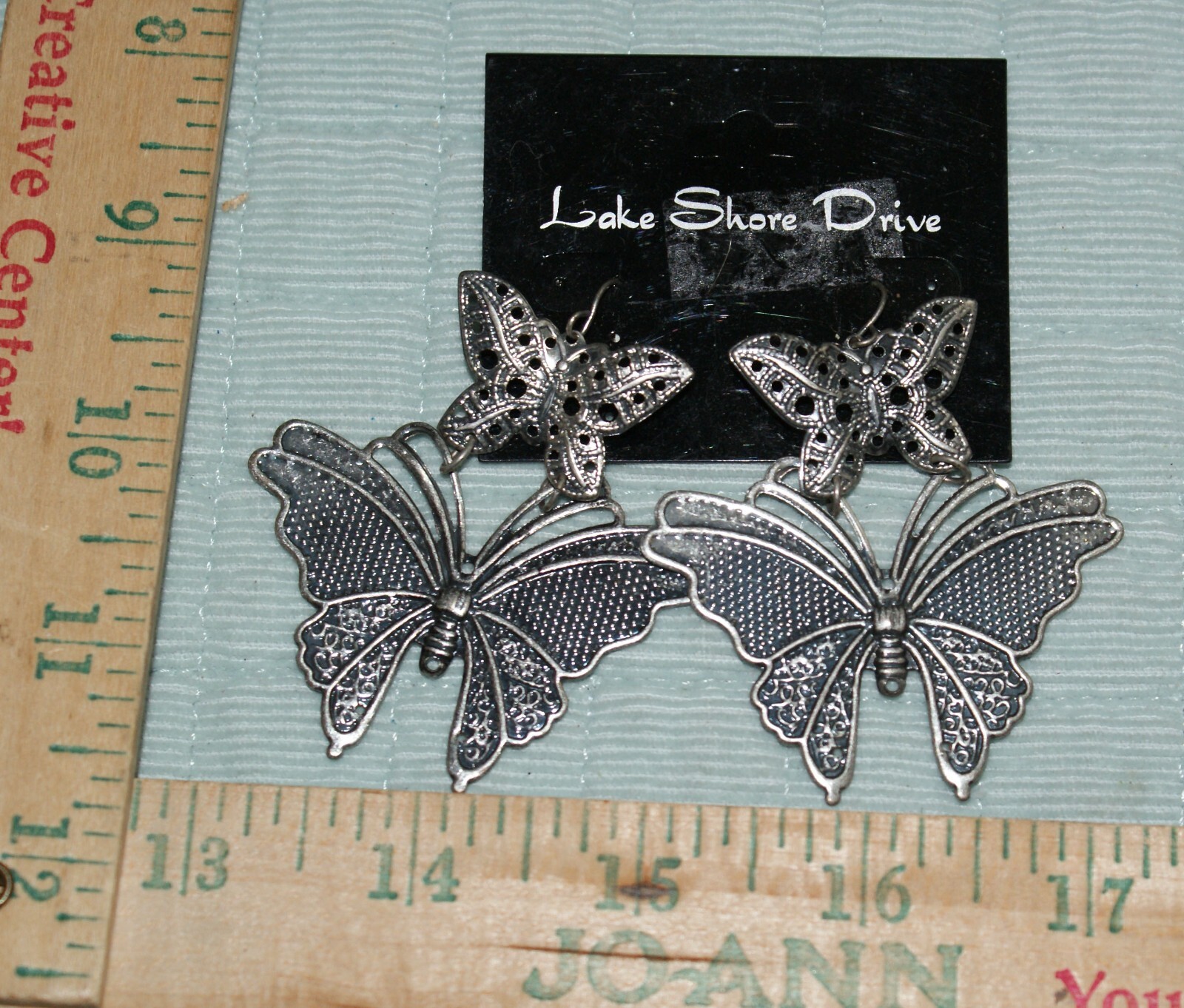 Women’s Fashion Jewelry Lake Shore Drive Butterfly Earrings Silver tone NEW