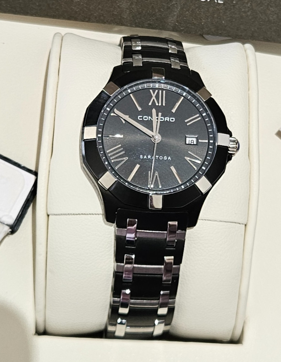 RARE Concord Ladies Saratoga Black PVD 31mm Watch 0320252