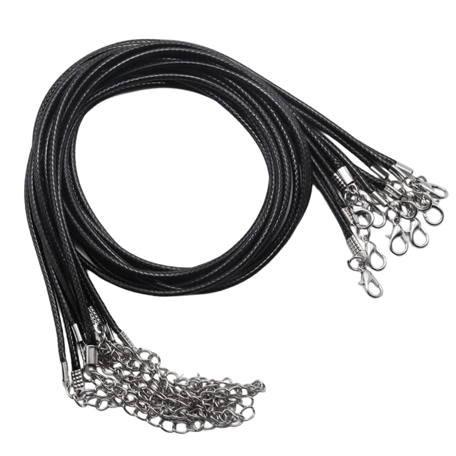 Funstreet 10pc 2.0mm Black Leather Necklace Cord w/ Clasp