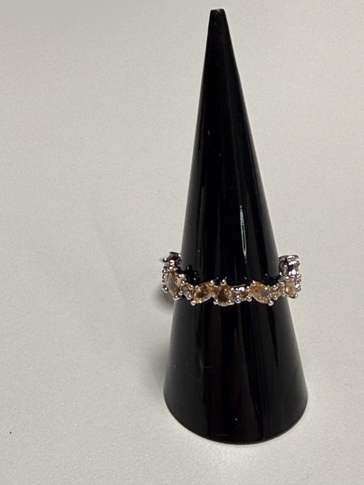 BP OG RG20891 Dark Smokey Topaz CZ Marquise Prong Rhodium Plated Band Ring 9