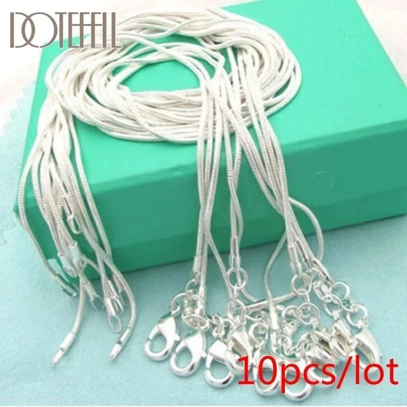 5/10PCS wholesale 925 sterling solid silver 1MM 16-30inch snake chain necklace