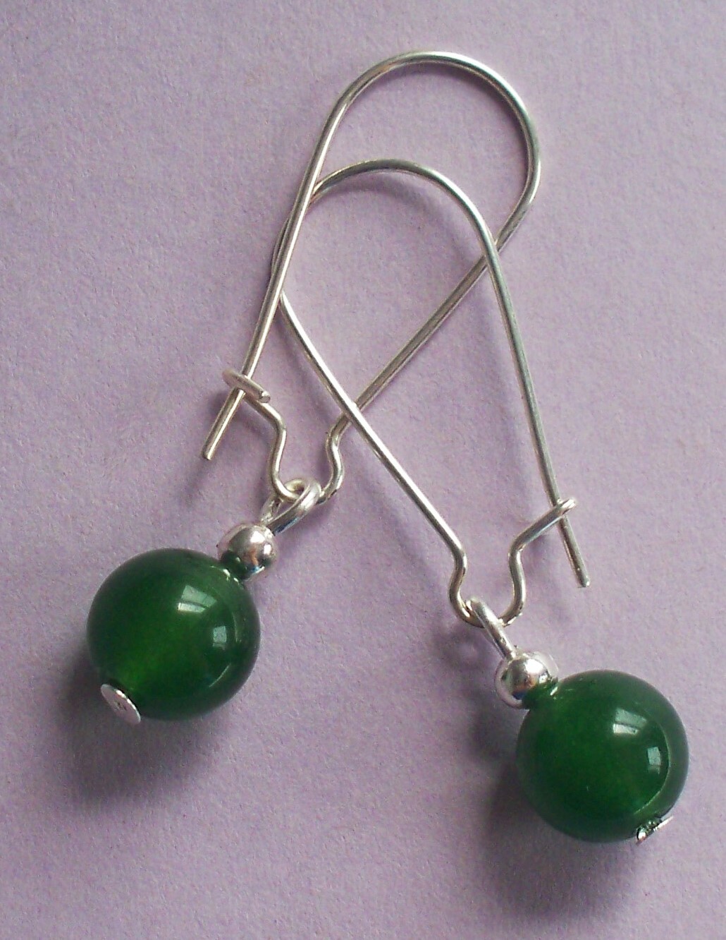 GREEN or CORAL “peachy pink” JADE Kidney Wire earrings handcrafted CHOOSE #450-5