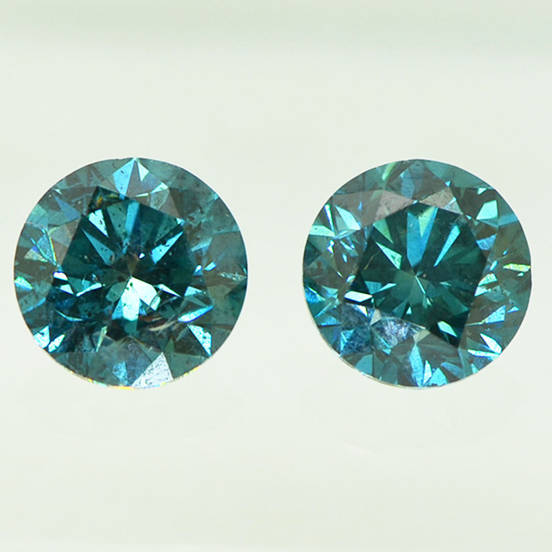 Round Cut Diamond Matching Pair Fancy Blue Color Loose Enhanced VS2/SI1 4.12 TCW