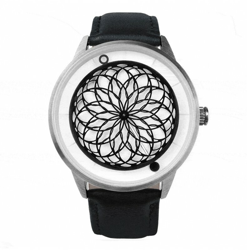 Humism Kato Automatico Acciaio Zaffiro Bianco Nero Pelle Orologio Unisex