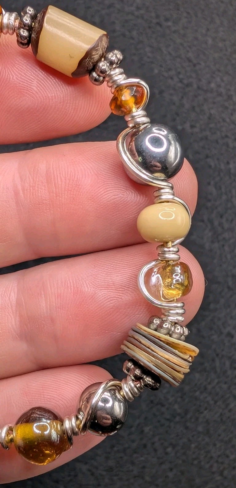 Statement Stylish Mixed Beaded Wire Wrapped (18cm) M Wrist