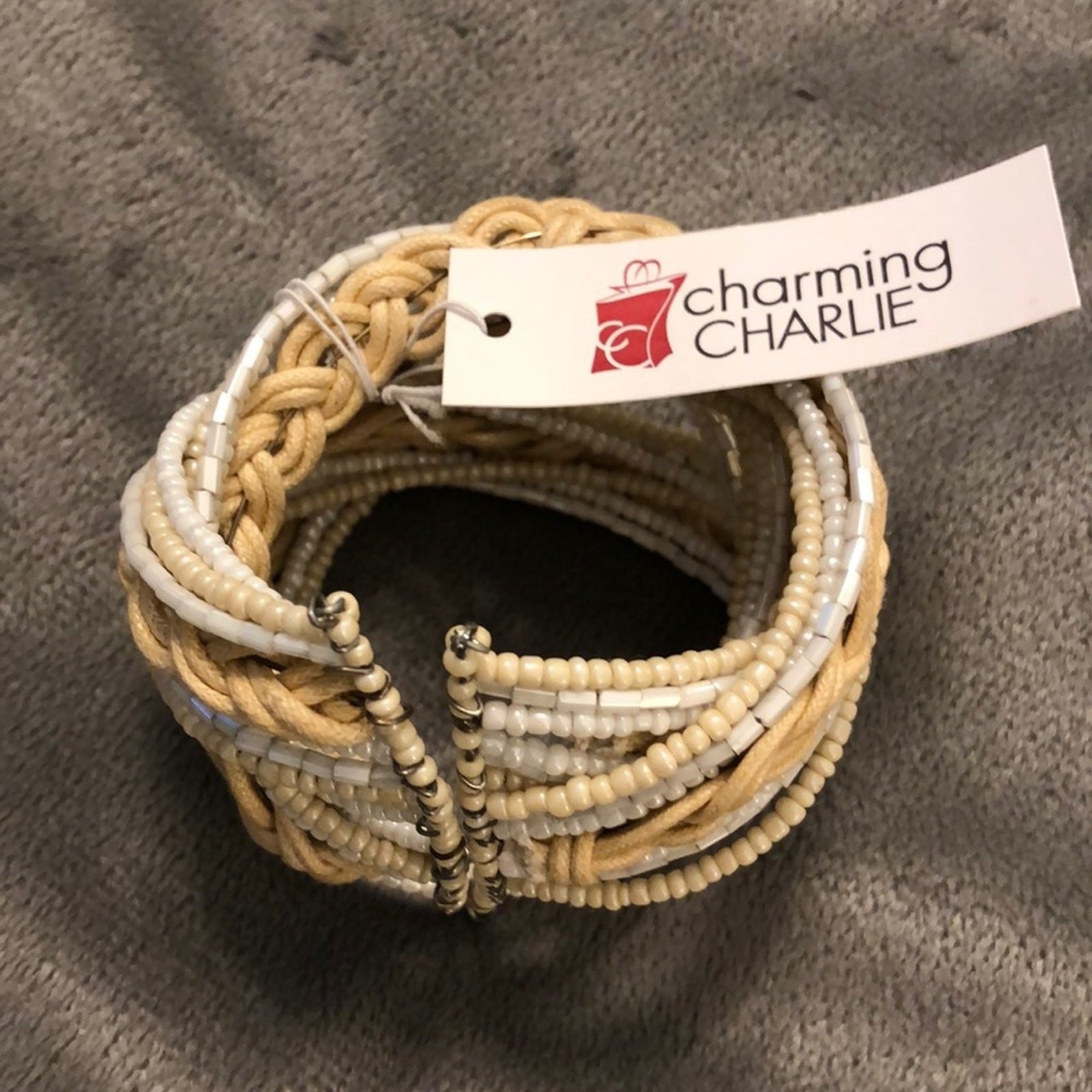Charming Charlie Beaded Cuff Bracelet Twisted Boho Festival NWT