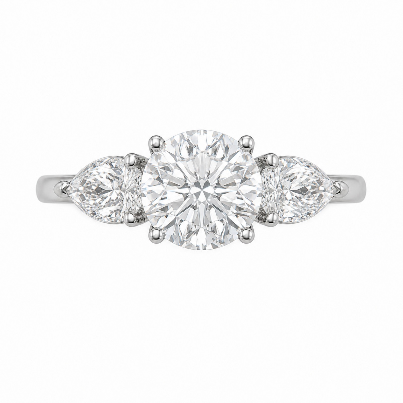 3.00ctw Pear Cut F/VS+ Lab Grown Diamond 3 Stone Ring 14K Gold Women