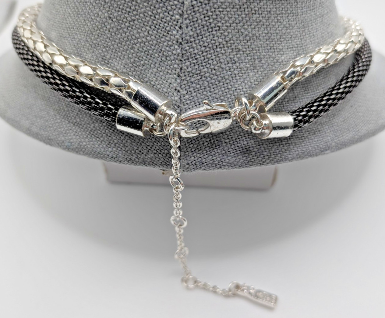 Jlo Bold Chunky Statement Necklace Silver & Black with Crystals