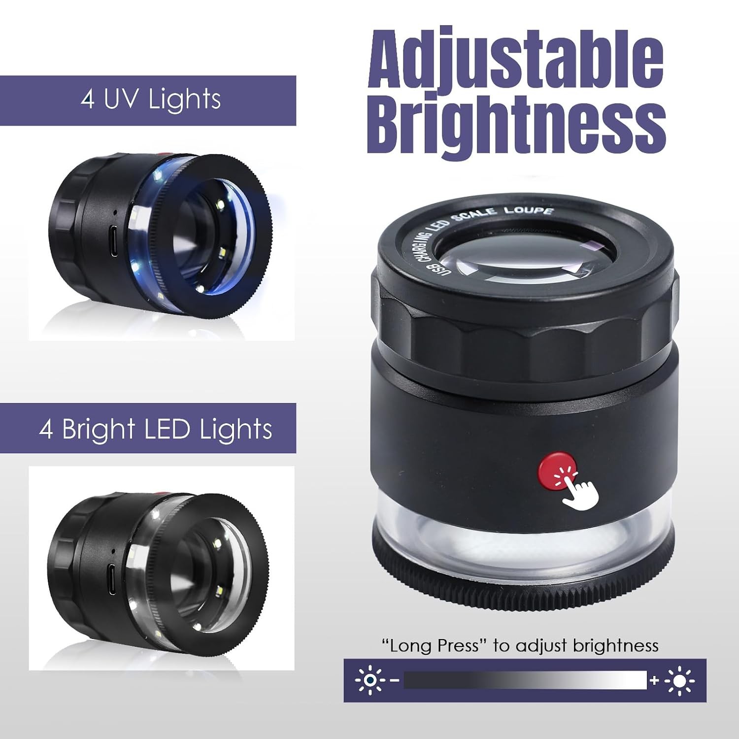 30X LED Jewelry Loupe Magnifier with Jewelry Scale and USB Rechargeable Light