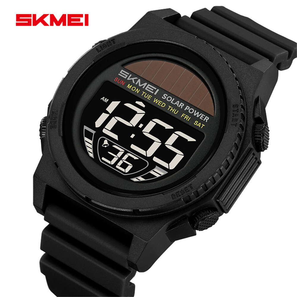 SKMEI Men Sport Watch Solar Power Wristwatch LED Boys Countdown Digital Watches
