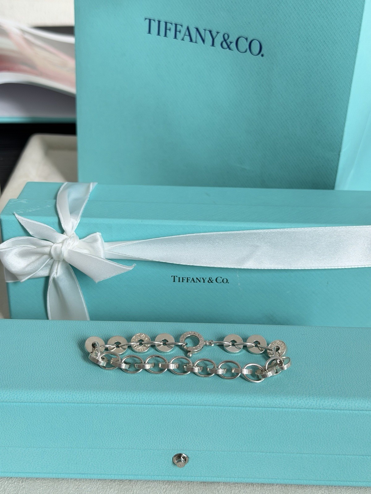 Tiffany & Co. 1837 Sterling Silver Circle Link Bracelet Medium 7.25”