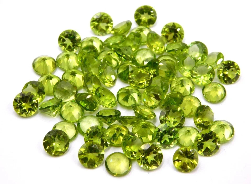 Natural 50 Pcs Peridot Round Cut 5 mm Certified Loose Gemstone Lot + Free Gift