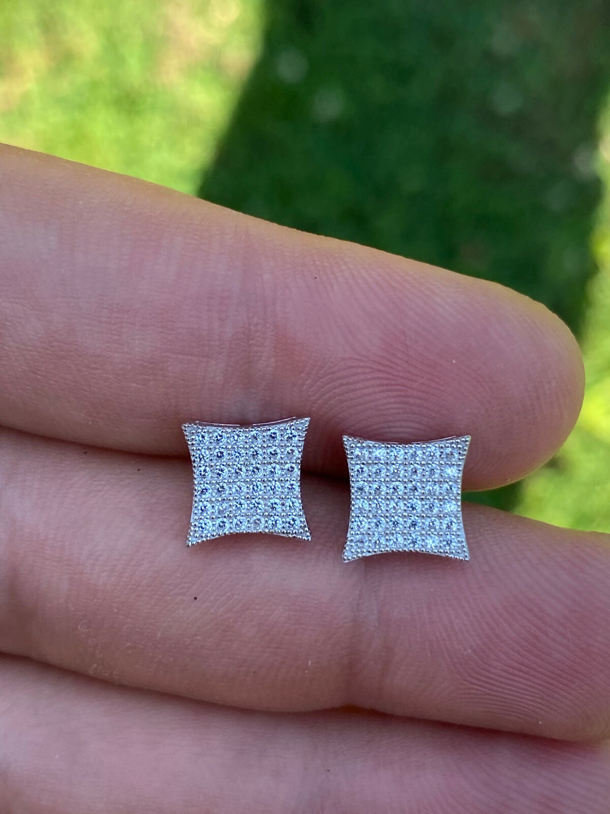 Real 925 Silver Iced Hip Hop Square Kite Earrings REAL MOISSANITE Pass Tester