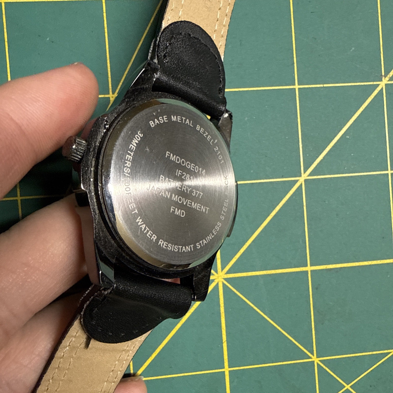 George Watch Men Silver Tone Black Easy To Read Dial Vegan Leather FMDOGE014