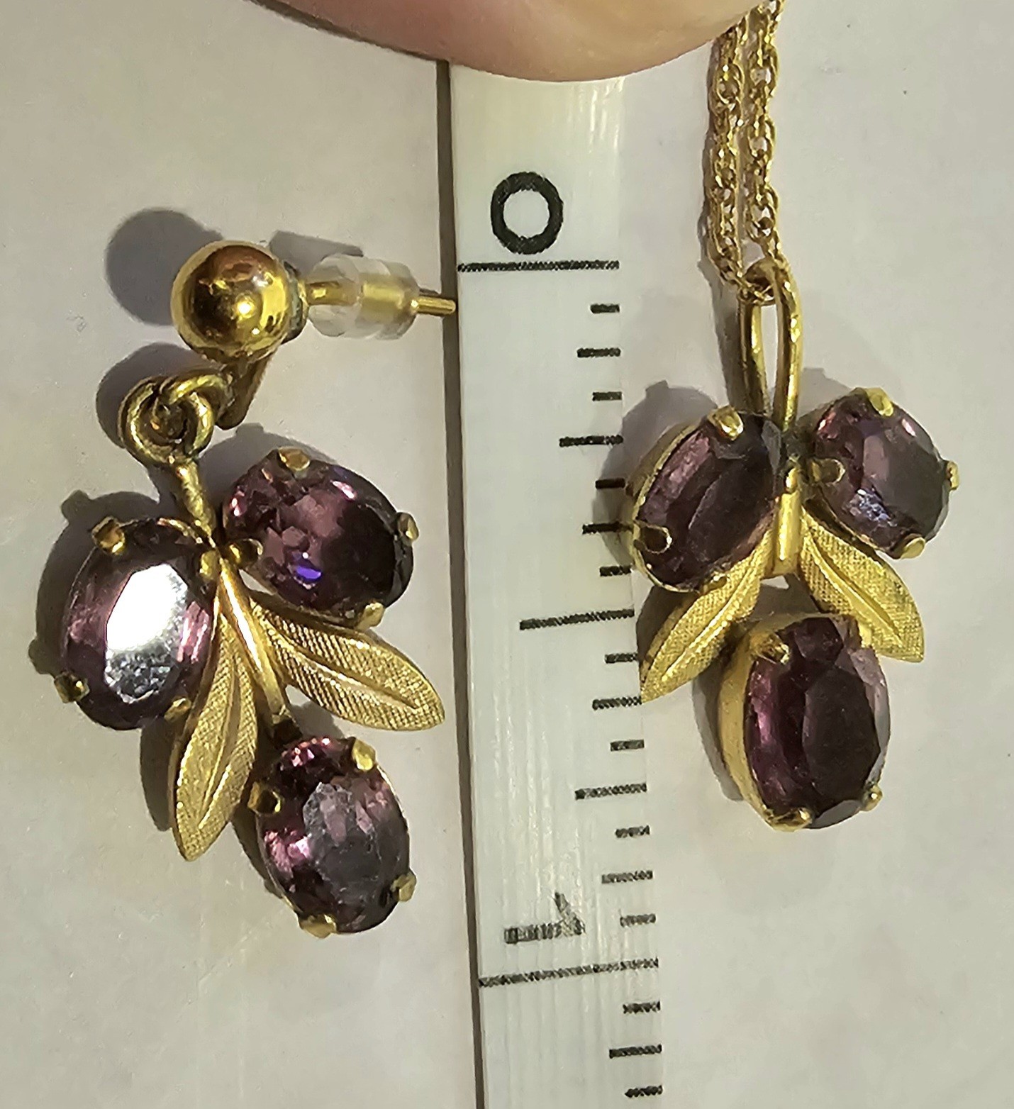 Vintage Van Dell 12K Gold Filled Amethyst Berry Necklace Earrings Set Purple…
