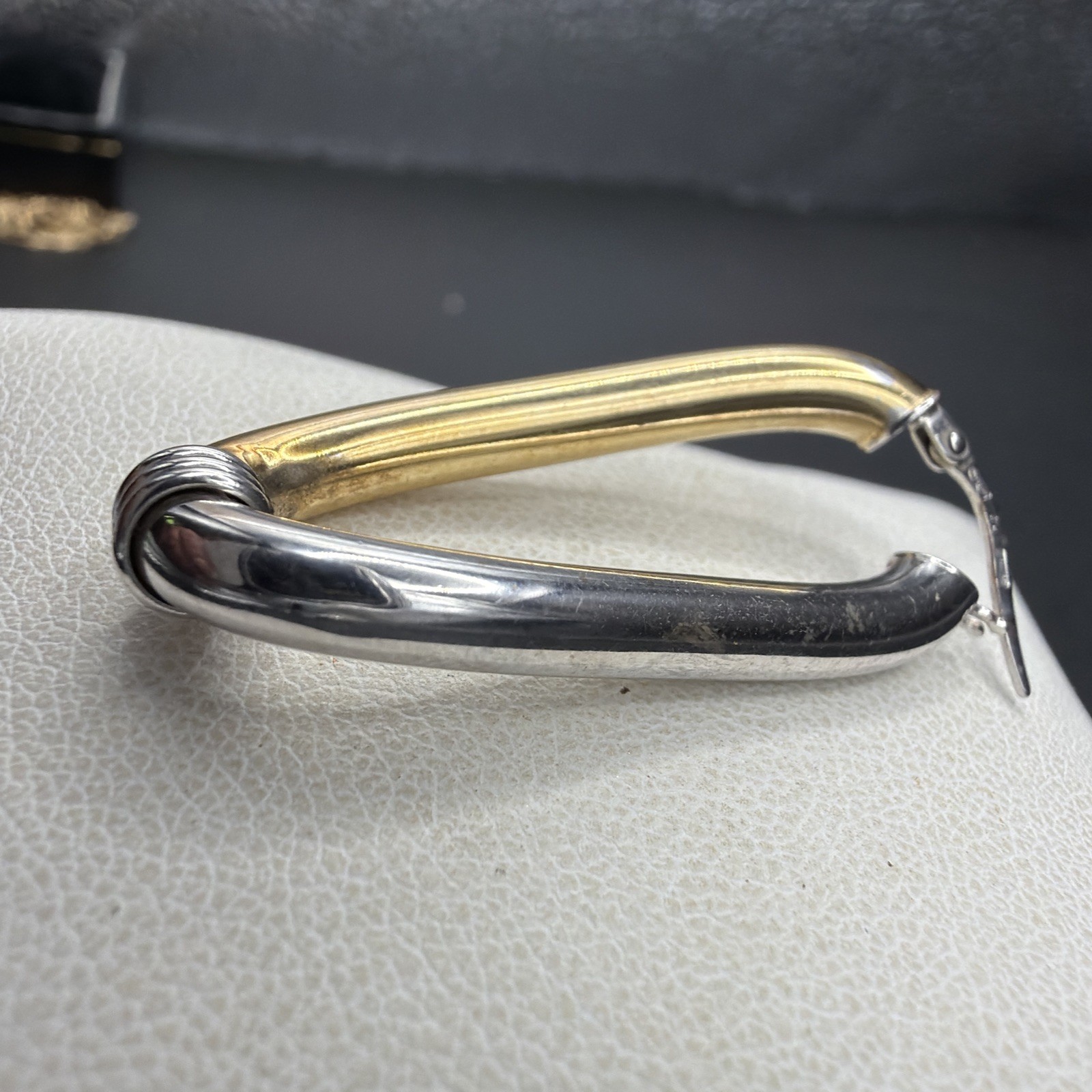 9ct Yellow And White Gold Twisted Creole Earrings