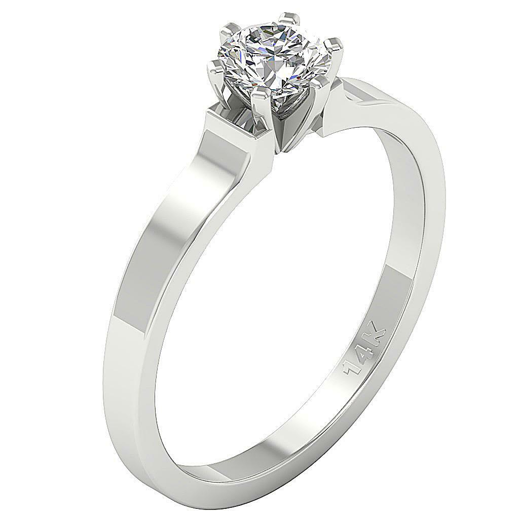 Solitaire Anniversary Ring SI1 G 1/2 Ct Round Cut Diamond 14K White Gold 5.90 MM